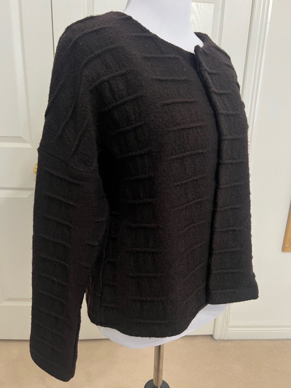 Muriel Dombret Black Textured 💯 wool jacket with dropped shoulder